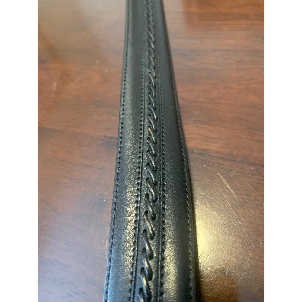 Mezlan  Black Leather Braided Inlay Belt Made in Spain Size 42